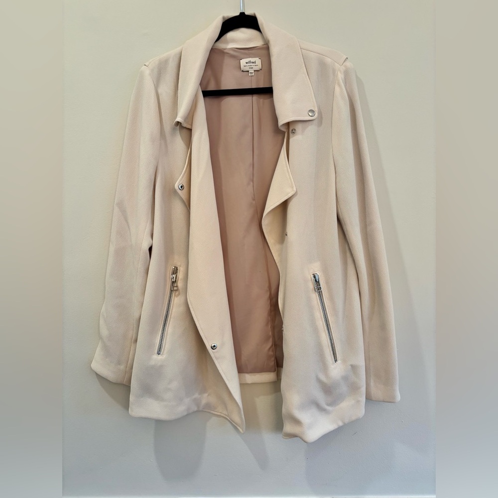 Wilfred Free Mayet Moto Jacket Ivory Japanese Crepe | Size L